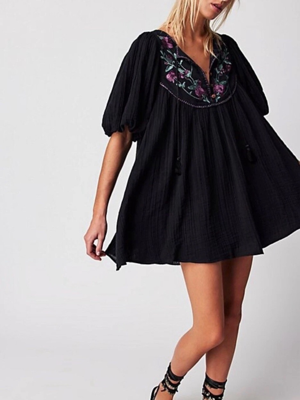 Free People Rosa Linda embroidered mini dress